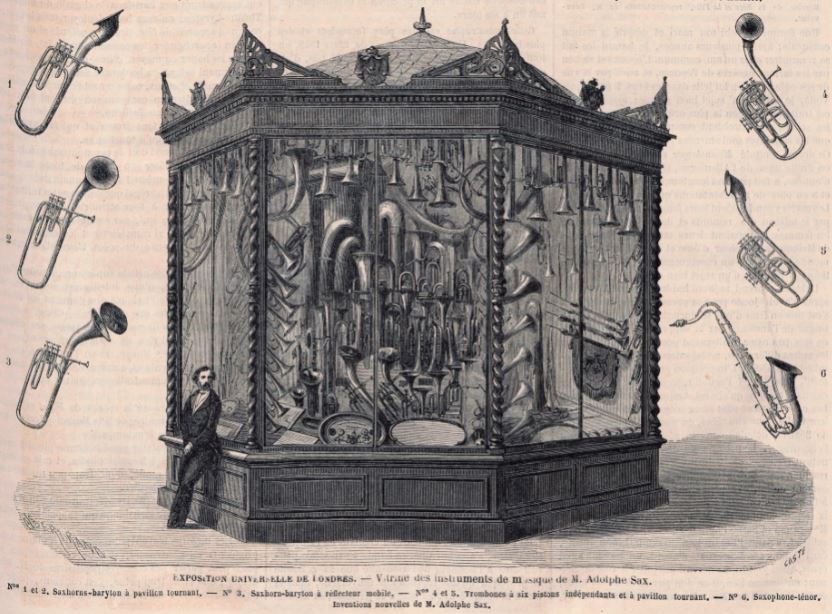 1862 Sax display case at the Internation Exhibition in London.JPG